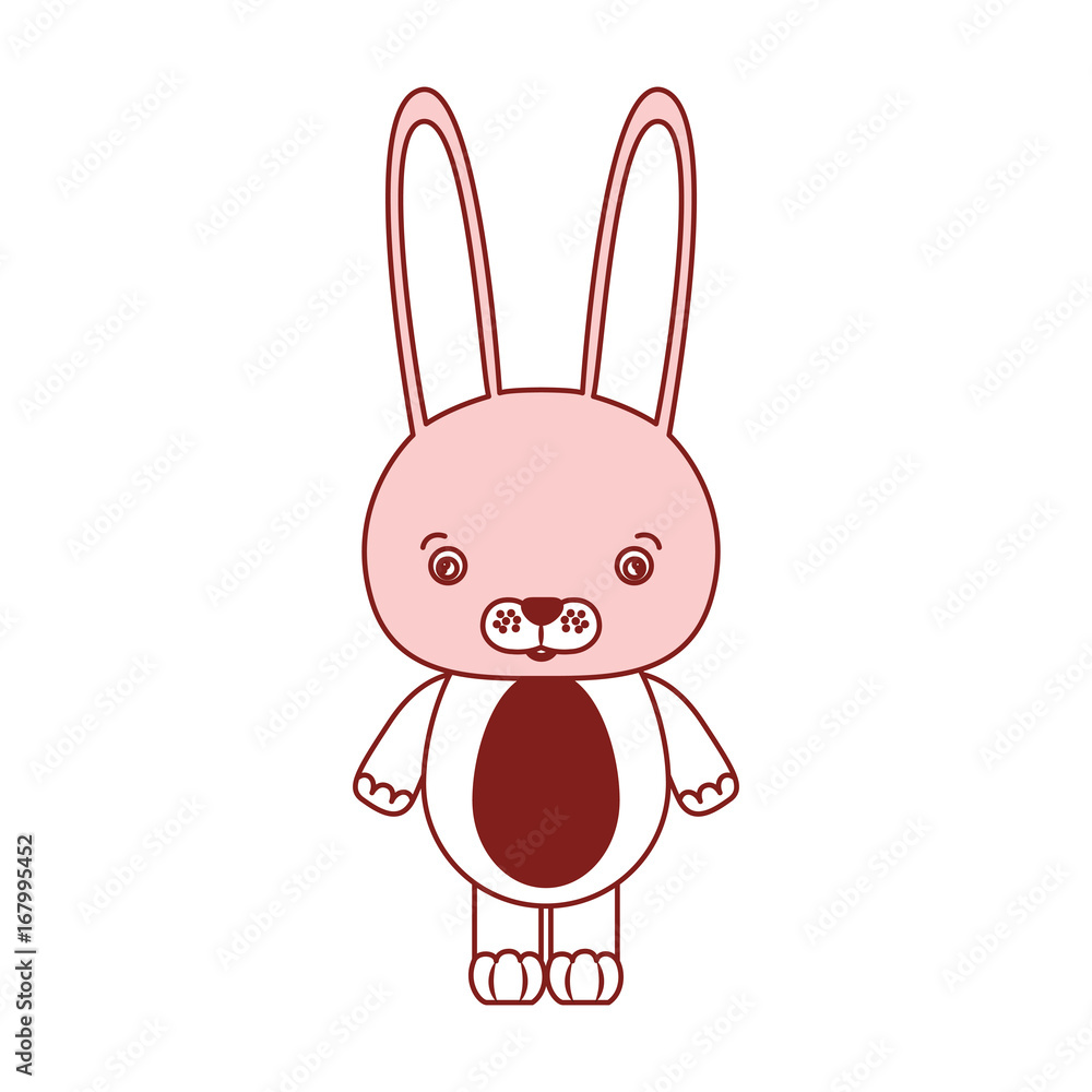 white background with red color silhouette sections of caricature cute rabbit animal white background with red color silhouette sections of caricature cute rabbit animal