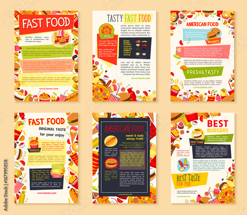 Fast food meal and drink banner template set