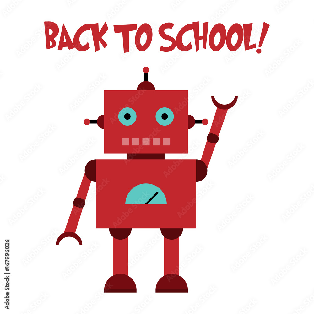 Naklejka premium Vector illustration of a toy Robot and text back to school !