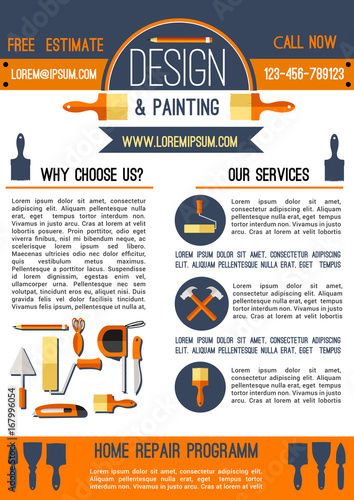 Home repair and painting poster template design