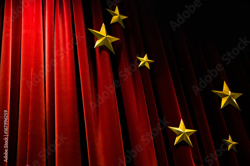 Red curtain and yellow star