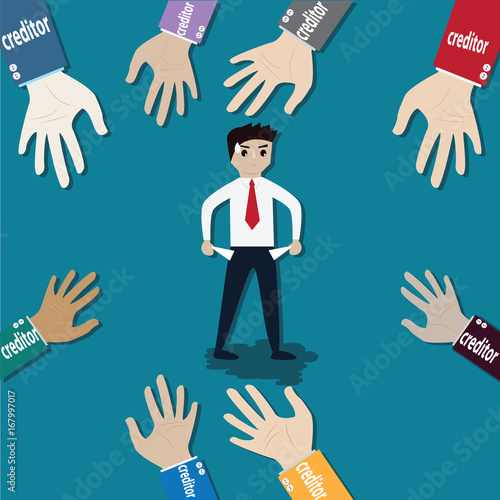 Business finance concept,businessman can not pay his debt - vector