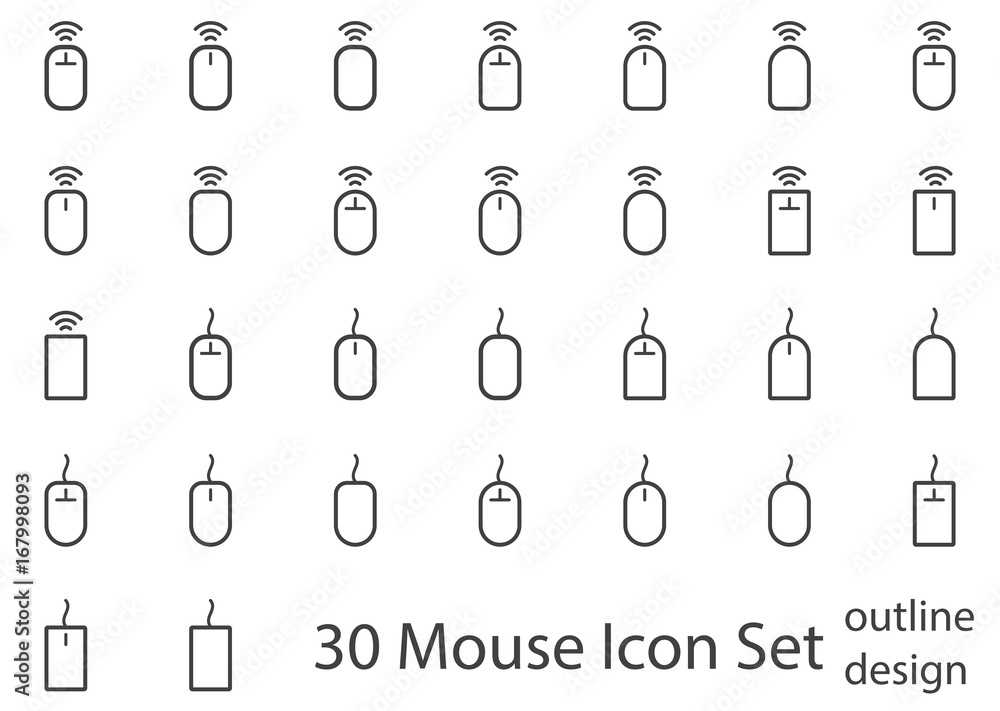Mouse Icon set - outline design Mouse Icon set - outline design
