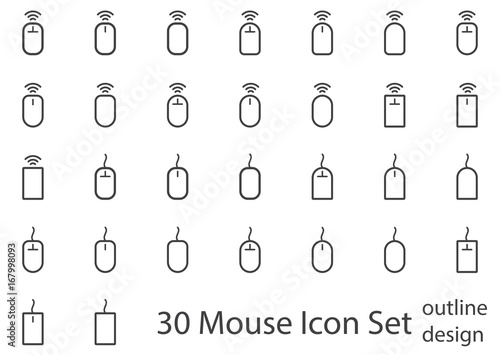 Mouse Icon set - outline design