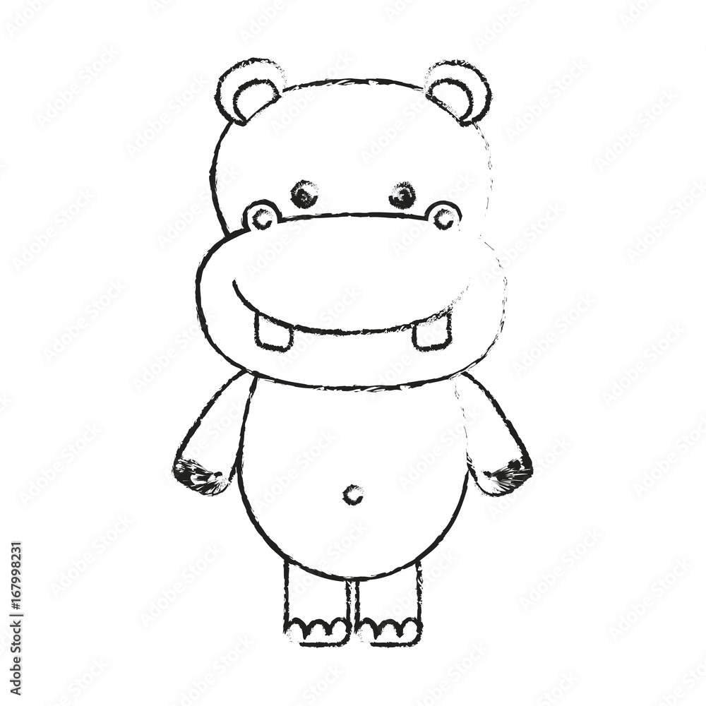 Fototapeta premium blurred silhouette caricature cute hippopotamus animal