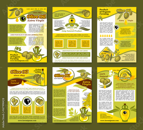 Olive oil organic farm product poster template set
