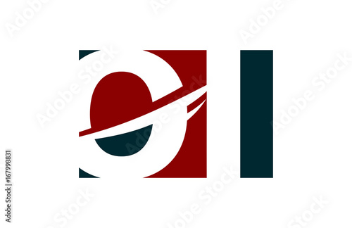 OI Red Negative Space Square Swoosh Letter logo