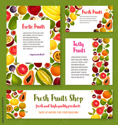 Fresh exotic tropical fruit banners