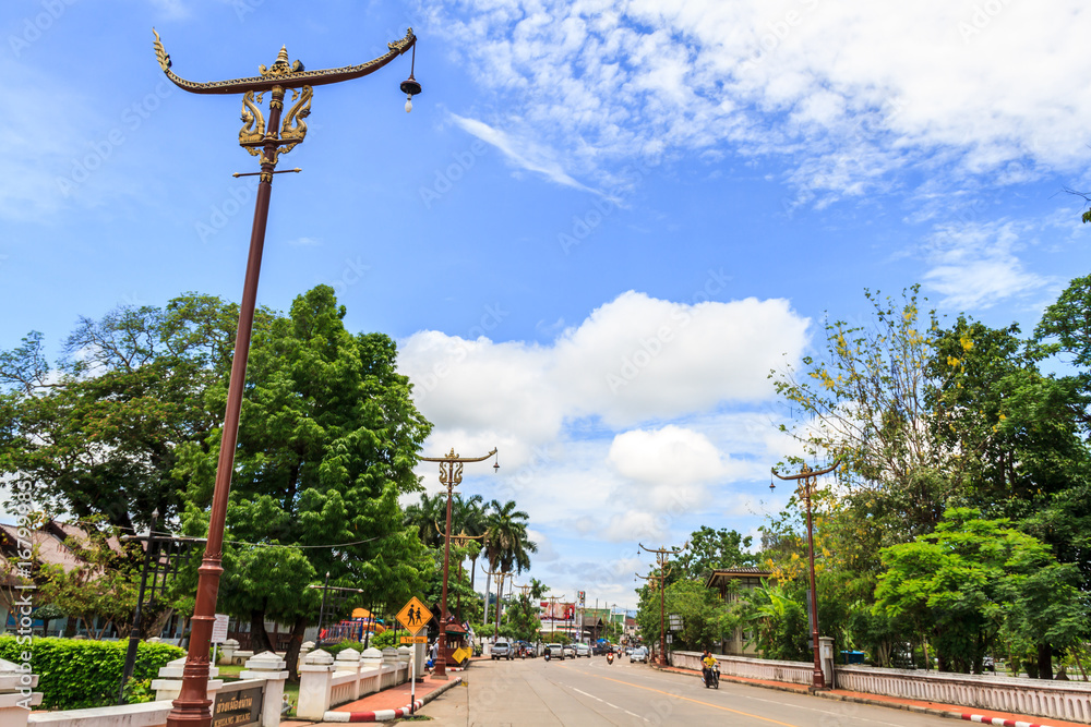 Nan Street in beautiful classic. Historic city , Muang District, Nan Province, Thailand