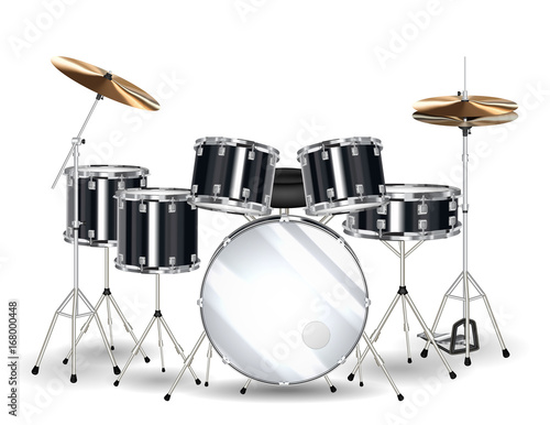 real black drum set on a white background