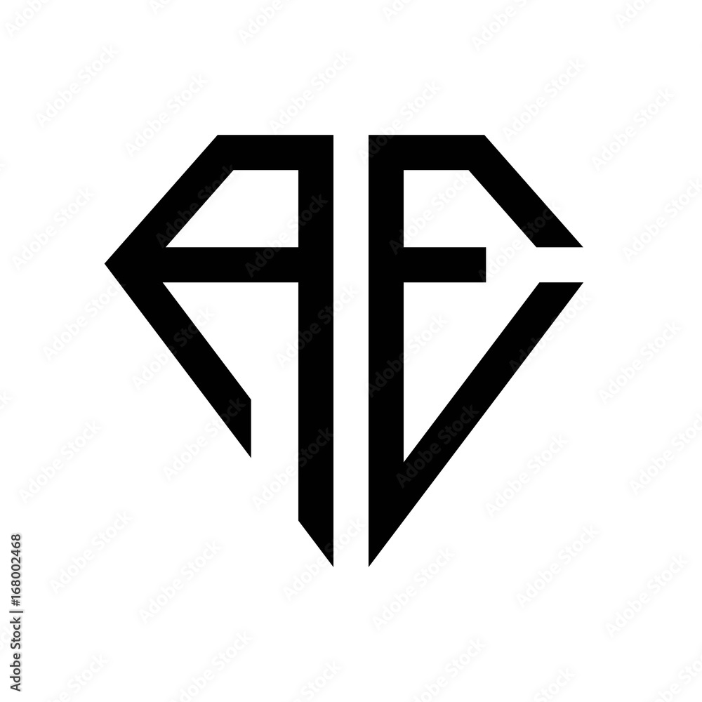 initial letters logo ae black monogram diamond pentagon shape Stock ...