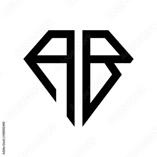initial letters logo ab black monogram diamond pentagon shape