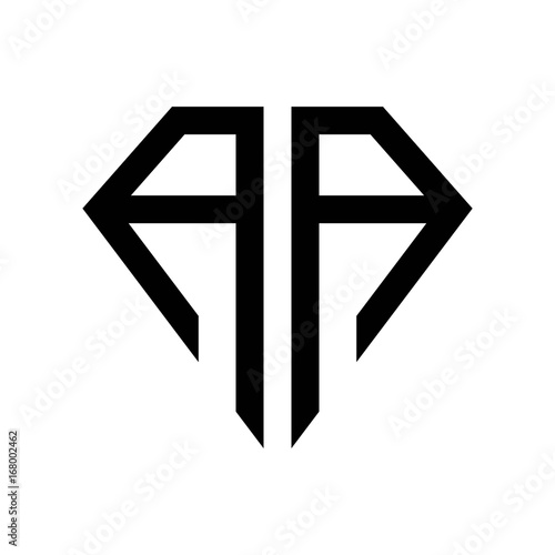 initial letters logo aa black monogram diamond pentagon shape