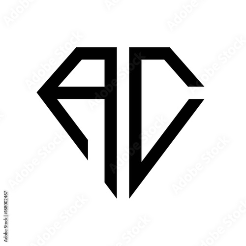 initial letters logo ac black monogram diamond pentagon shape