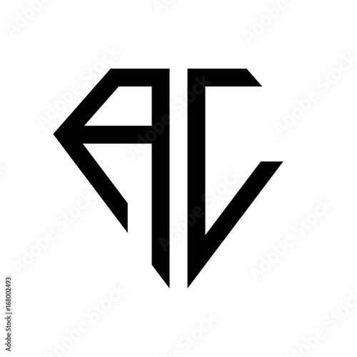 initial letters logo al black monogram diamond pentagon shape