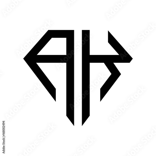 initial letters logo ak black monogram diamond pentagon shape photo