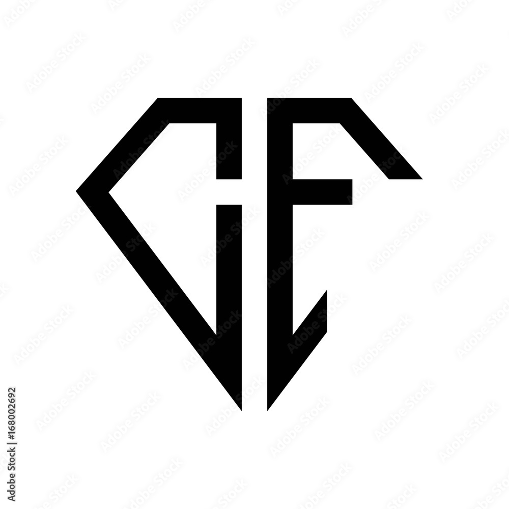 Obraz premium initial letters logo cf black monogram diamond pentagon shape