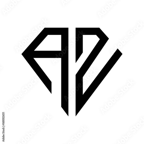 initial letters logo az black monogram diamond pentagon shape