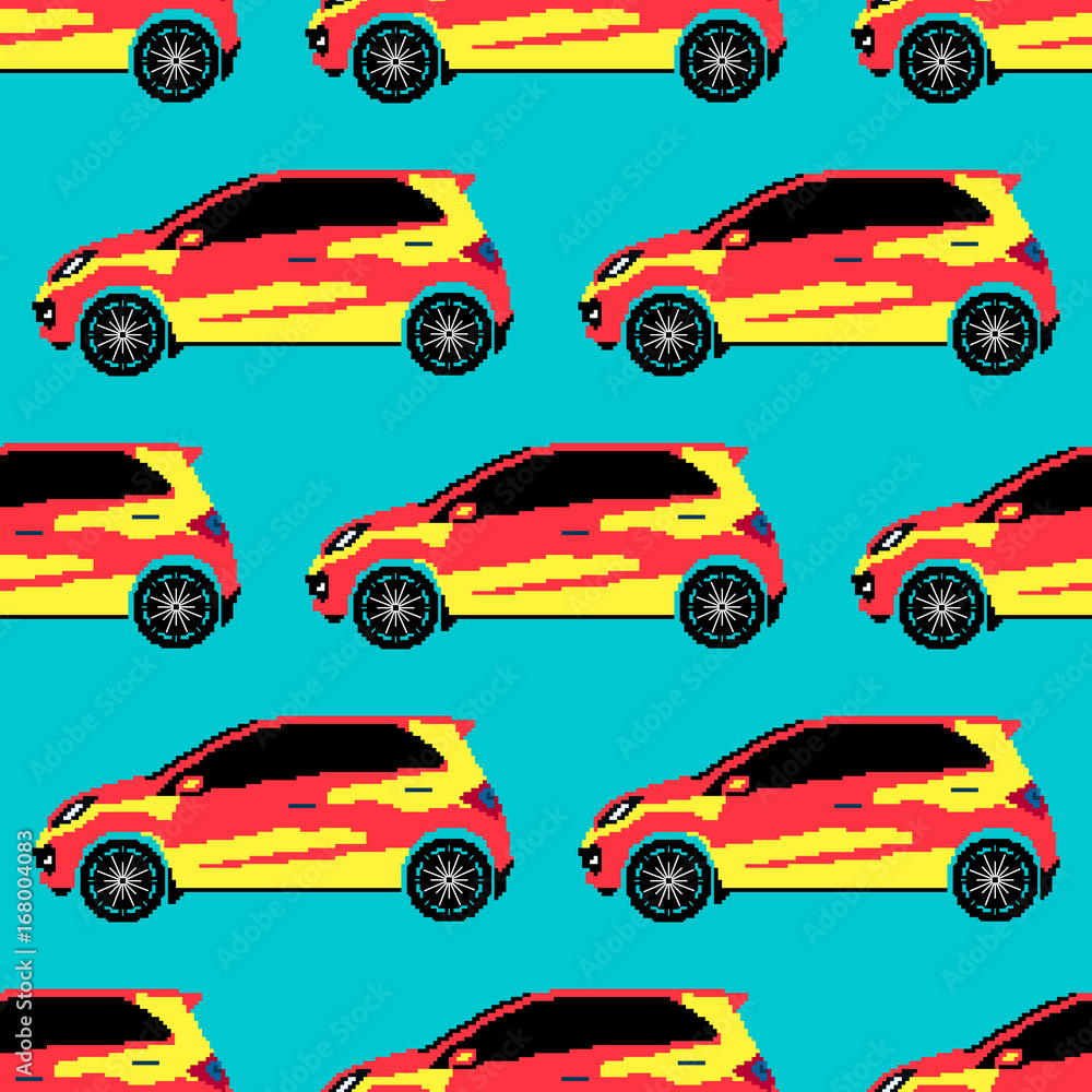 Sports car color seamless pattern
