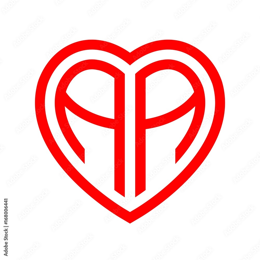 Initial Letters Logo Red Monogram Heart Love Shape Stock Vector Adobe Stock