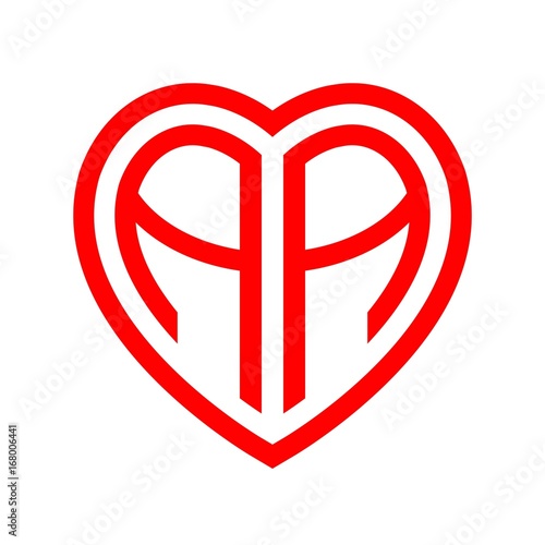 initial letters logo aa red monogram heart love shape