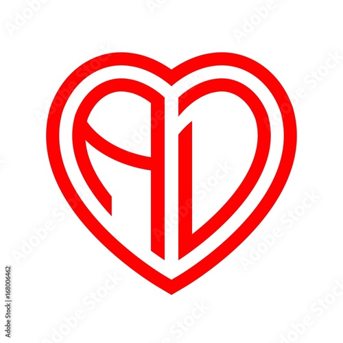 Free Download initial letters logo ad red monogram heart love shape - GFXLoad