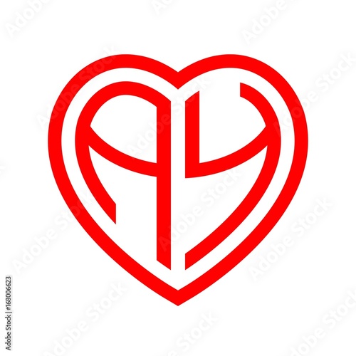 Free Download initial letters logo ay red monogram heart love shape - GFXLoad