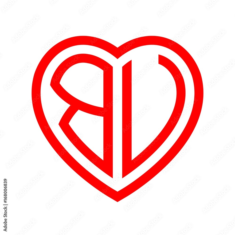 initial letters logo bu red monogram heart love shape initial letters logo bu red monogram heart love shape