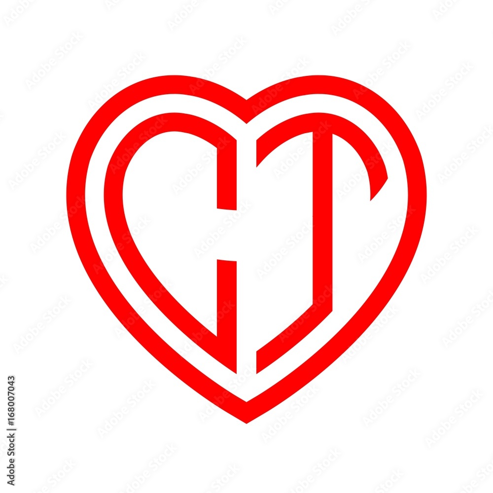 initial letters logo ct red monogram heart love shape initial letters logo ct red monogram heart love shape