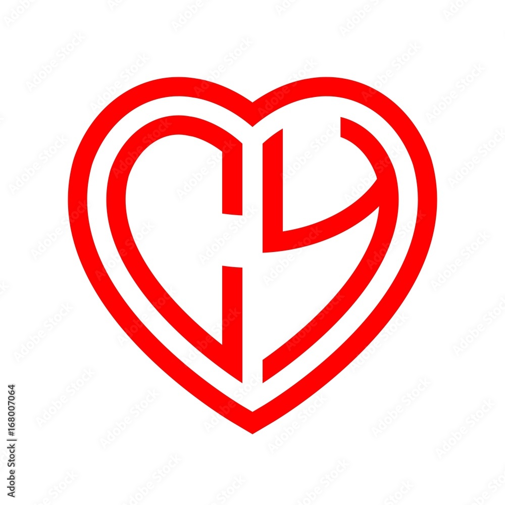 initial letters logo cy red monogram heart love shape initial letters logo cy red monogram heart love shape