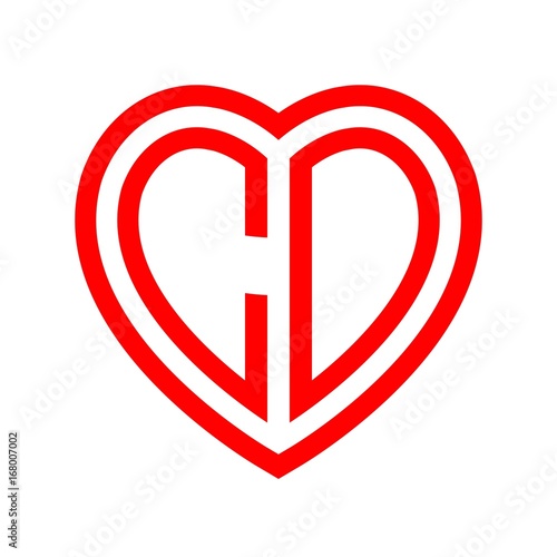 initial letters logo co red monogram heart love shape