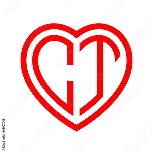 initial letters logo ct red monogram heart love shape