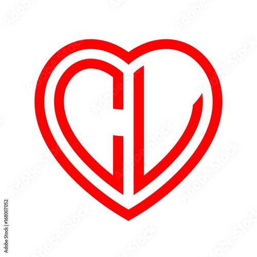 initial letters logo cv red monogram heart love shape