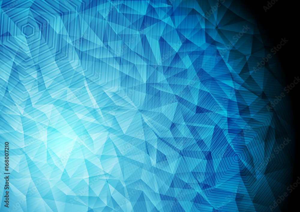 Fototapeta premium Abstract blue technology polygonal background
