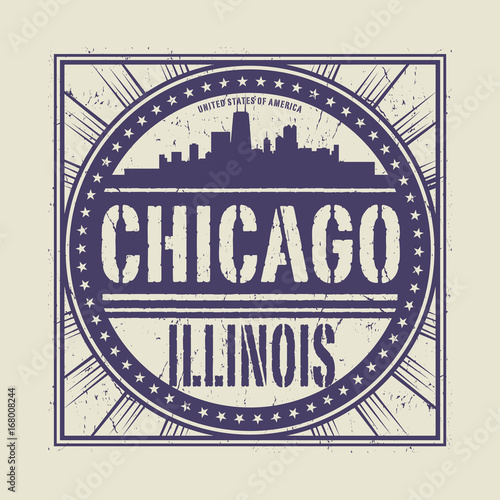 Grunge rubber stamp or label with text Chicago Illinois