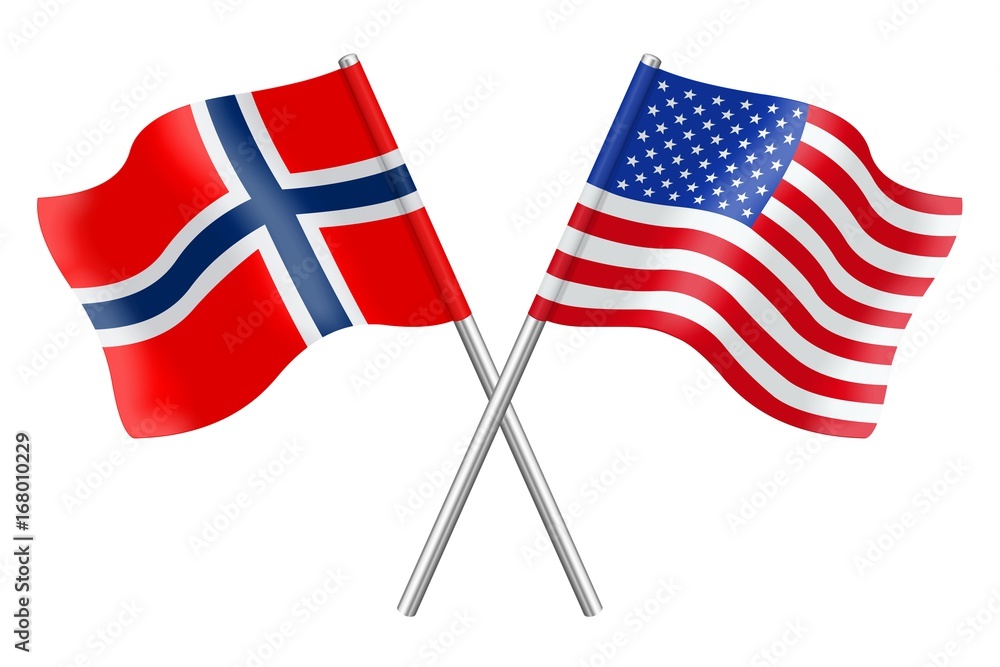 Flags. Norway and USA 