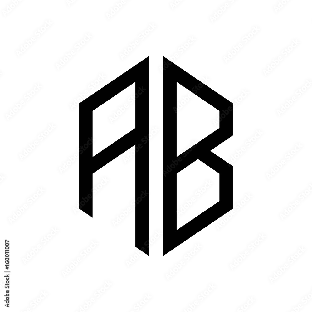 initial letters logo ab black monogram hexagon shape vector initial letters logo ab black monogram hexagon shape vector