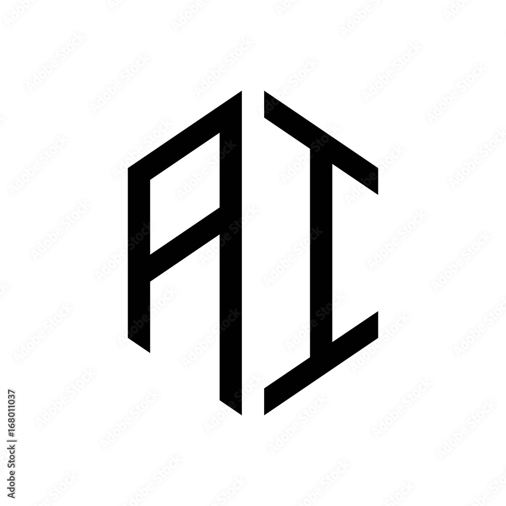 initial letters logo ai black monogram hexagon shape vector initial letters logo ai black monogram hexagon shape vector
