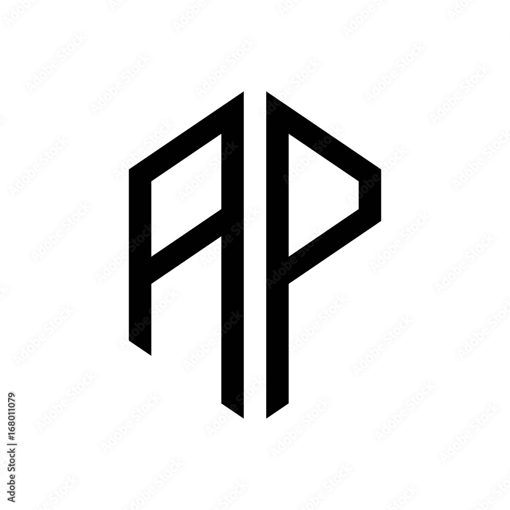 initial letters logo ap black monogram hexagon shape vector initial letters logo ap black monogram hexagon shape vector