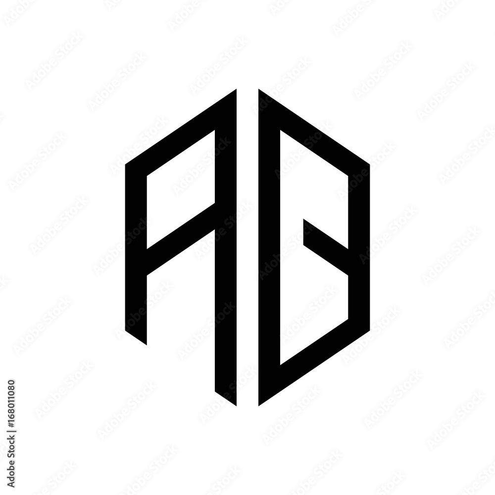 initial letters logo aq black monogram hexagon shape vector initial letters logo aq black monogram hexagon shape vector