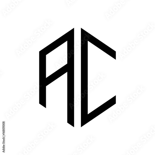 initial letters logo ac black monogram hexagon shape vector