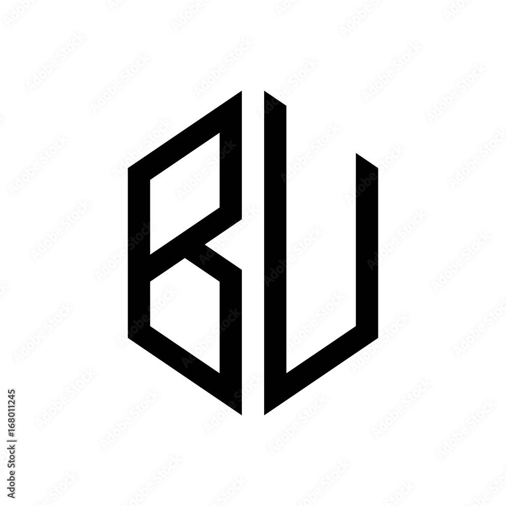initial letters logo bu black monogram hexagon shape vector initial letters logo bu black monogram hexagon shape vector