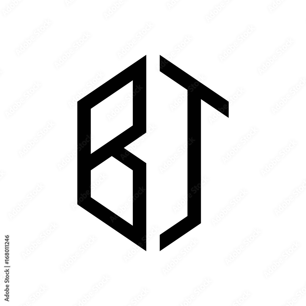 initial letters logo bt black monogram hexagon shape vector initial letters logo bt black monogram hexagon shape vector