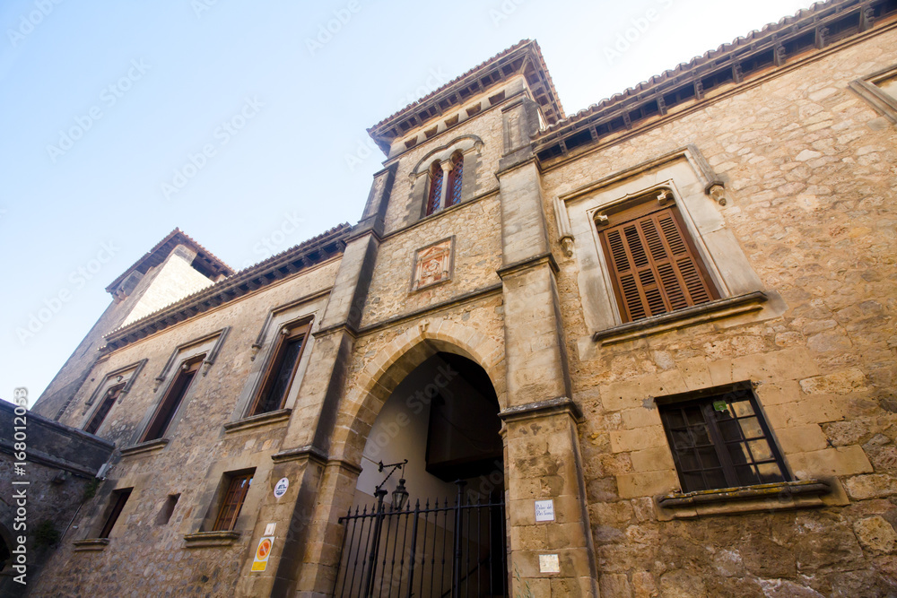Beautiful building in Valldemossa, famous old mediterranean village of Majorca Spain.