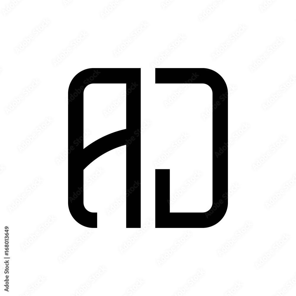 initial letters logo aj black monogram square rounded shape vector initial letters logo aj black monogram square rounded shape vector