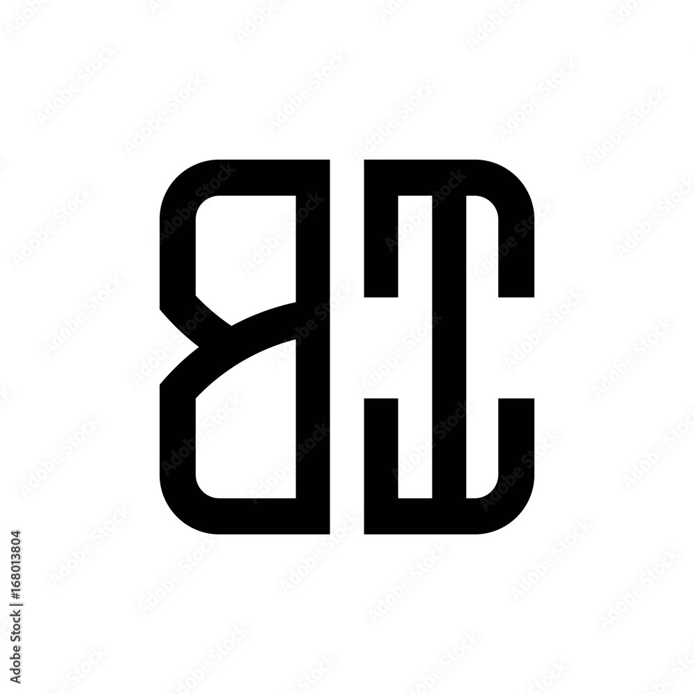 initial letters logo bi black monogram square rounded shape vector initial letters logo bi black monogram square rounded shape vector