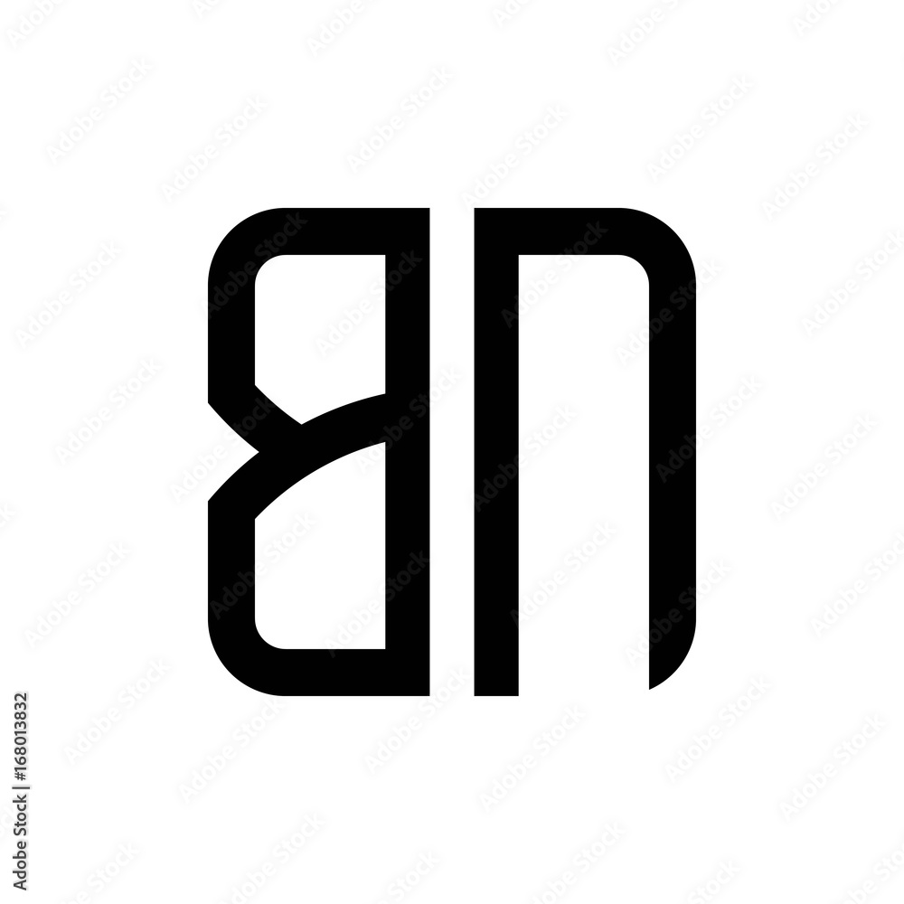 initial letters logo bn black monogram square rounded shape vector initial letters logo bn black monogram square rounded shape vector