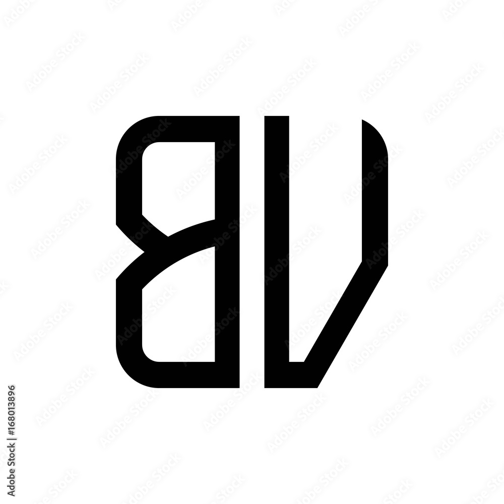 initial letters logo bv black monogram square rounded shape vector initial letters logo bv black monogram square rounded shape vector