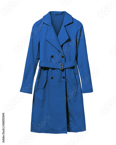 Navy blue elegant woman autumn coat isolated white