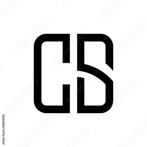 initial letters logo cs black monogram square rounded shape vector